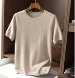 Nukty Korean Superfine Merino Cashmere T-shirt Men Base Layer Merino Shirt Wicking Breathable Short T-shirt Luxury Clothing Big Size