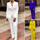 Nukty business casual outfits 2Pcs/Set Blazer Trousers Suit Fashionable Warm High Waist for Holiday Suit Jacket Pants Set Office Blazer Pants Set