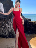 Nukty Sexy Pleated Silk Fashionable Slimming Split Dresses Photography Supernatural Desert Open-Back Dress Women Elegant Long New