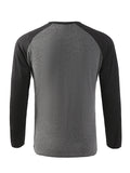 Nukty New Casual Fashion Long Sleeves T Shirt Men Spring Autumn Patchwork Gym Clothing Fitness T-shirt Sports Raglan Sleeves Tshirt