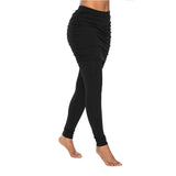 Nukty Leggings Pants Slim Leggings Women Pants Pantalon Pack Hip Pleated Skirt Ladies Solid Color Bag Hip Side Trousers