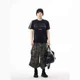 Nukty Vintage Camouflage Work Jeans Men's Loose Fit Summer 2024 Trendy Straight Leg Wide Leg Seven Point Pants Casual Streetwear