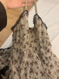 Nukty Beach Vacation Print Sundress Fashion A-Line Dress Y2K Streetwear Classical Beige Spaghetti Strap Dress Sleeveless Temperament