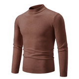 Nukty Autumn New Sweater Men's Half High Neck Basic Solid Color Casual Versatile Round Neck Knit with Slim Fit Elastic Sweater Inside