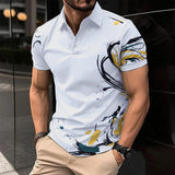 Nukty 2024 Summer Best-Selling Men's Polo Shirt Lapel Printed Men's Clothing Stripes Polo Shirt Casual Sports Men's Shirt