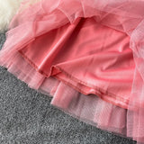 Nukty Sweet Women Mini Skirt Mesh Solid Tierred Ruffles Elastic Waist Women's Clothing Almighty A-line Tulle Skirts Summer