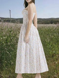 Nukty Floral Elegant Summer Korean Fashion Dress Romantic Graduation Beach Spaghetti Straps Robe Women Long Sling Dresses New