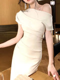 Nukty Fashion New Women Elegant Bodycon Slim Midi Party Dress Sexy Vintage Casual Prom Birthday Vestidos Female Chic Clothes Robe