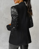 Nukty Blazer Woman Autumn Fashion Beaded Elegant Temperament Shawl Collar Plain Long Sleeve Work Blazer Coat Office Lady
