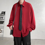 Nukty Korean Fashion Ice Silk Shirts for Men Spring Summer Solid Color Long Sleeve Casual Loose Comfortable Button Up Shirt 5XL-M