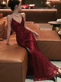 Nukty Elegant Backless V-Neck Split Party Dress Sexy Slim Luxury Gown Evening Dresses Fashion Robe Birthday Party Autumn Spring New