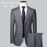 Nukty Men's Solid Color Business Suit High Quality Fashion Banquet Wedding Trend Groom Best Man Single 3/2/1