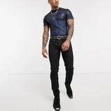 Nukty Men's Short Sleeve Mesh T Shirt Sheer Slim Fit Shiny Sexy See-through Party Nightclub Thin Breathable Clothing Leisure Tees