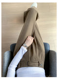 Nukty Autumn Winter Woolen Women's Wide Leg Pants New High Waist Button Vintage Korean Casual Loose Trousers Female