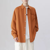 Nukty 6 Colors Men's Baggy Long Sleeve Shirt Fashion Korean Lapel Coat Tops Youth Casual Classic Simple Male Clothes Trendy Brand