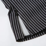 Nukty Vintage Contrast Button Stitching Camis Women Causal Slim-fitting Sleeveless Slit Crop Top Summer Retro Striped Print Tee