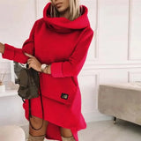 Nukty Elegant Dresses for Women Beaded Hooded Casual Sweatshirt Dress Autumn Winter Spring Fashion Casual Female Clothing