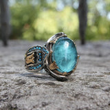 Nukty Retro Handmade Turkish Signet Rings for Men Ancient Silver Color Carved Ring Mystic Zircon Inlay New Punk Motor Biker Ring