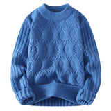Nukty Autumn Winter Knitted Sweaters Men Fashion Casual Knitting Clothing O Neck Blue Black Pullovers Mens Warm Solid Sweater Man