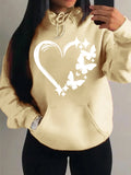 Nukty Combination Of Love And Butterfly  Pattern Hoody Women Hip Hop Street Hoodies Trendy Pocket Clothes Vintage Multicolor Hoodie
