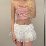 Nukty Sexy Mesh Perspective Pleated Fashion Mini Skirt Waist Casual Mini Dresses Street Nightclub Summer Women's Short Skirt