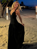 Nukty New Black Backless Long Dresses For Women Fashion Sleeveless High Waist Bodycon Prom Dress Elegant Evening Party Club Robe