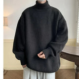 Nukty Autumn Winter Polo/Turtle Neck Sweater Idle Style Thickened Loose-Fit Vintage Knitted Top For Casual Scene Men's Base Layer Top