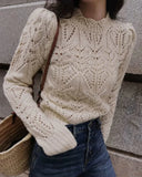 Pullovers Women Classic Hollow Out Spring Gentle Cozy Casual Office Lady Popular Temperament French Style Knitwear Vintage Daily