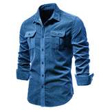 Nukty Wrinkled Shoulder Solid Color Denim Coat Men's Long Sleeve Wash Jeans Shirt Men Clothing