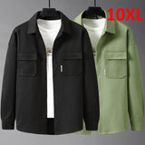 Nukty Plus Size 8XL 10XL Shirts Men Green Shirt Jacket Autumn Long Sleeve Shirts Male Fashion Causal Jacket Big Size 8XL 10XL
