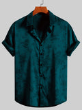 Nukty Men's Embroidered Shirt  Short Sleeve Shirt Casual Summer Beach Button Down Shirts
