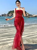 Nukty Sexy Lace Strapless Womens Dresses Elegant Off Shoulder Bodycon Birthday Party Dress Summer Slim Chic Vestidos Female Long Robe