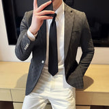 Nukty Plus Size 5XL-M Luxury Checkered Slim Fit Business Blazers Mens 2024 Formal Single Button Fashion Social Party Suit Jacket