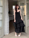 Nukty  Summer Befree Long Vintage Casual Ruffles Elegant Maxi Strap Camis Silky Beach Lace Elegant Party Dress Vestidos Sexy Women