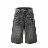 Nukty Vintage Camouflage Work Jeans Men's Loose Fit Summer 2024 Trendy Straight Leg Wide Leg Seven Point Pants Casual Streetwear