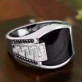 Nukty Retro Handmade Turkish Signet Rings for Men Ancient Silver Color Carved Ring Mystic Zircon Inlay New Punk Motor Biker Ring