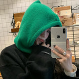 Nukty Winter Balaclava Hats For Men&Women Unisex Knitted Hooded Caps Outdoor Warmer Drawstring Hats One-Piece Neck Collar Beanies Cap