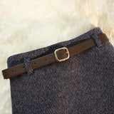 Nukty Vintage Thicken Woolen Skirts for Women Autumn Winter New Solid Color Casual High Waist A-line Women's Skirts
