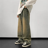 Nukty Jeans men 2024 Spring Wide Leg Jeans Male Loose Straight Denim Pants Harajuku Vintage Blue Jean Trouser Streetwear Clothes