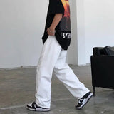 Nukty Wide Leg Jeans Men Fashion Casual White Jeans Men Streetwear Korean Loose Hip-hop Straight Jeans Mens Denim Trousers M-3XL