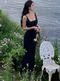Nukty Sexy Black Backless Mermaid Dresses for Women Elegant Slash Neck Sleeveless Bodycon Evening Party Dress Summer Slim Vestidos New
