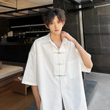 Nukty Chic Buttons Decor Shirt Men Lapel Short Sleeve Korean Style Fashion Men Clothing Summer Personality Streetwear Casual Shirts