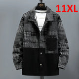 Nukty Color Block Patchwork Denim Jacket Men 11XL 10XL Plus Size Jean Jackets Vintage Coat Male Big Size Outerwear