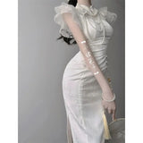 Nukty DRESS TO IMPRESS New Chinese Style Dress Traditional Chinese Buttocks Wrapped Dress Summer New Slim Dresses Elegant Women Cheongsam Dress
