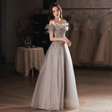 Nukty DRESS TO IMPRESS Elegant Off The Shoulder Evening Dresses Strapless Sequin Beaded  Tulle Shiny Slim Backless Floor-Length A-Line Prom Gowns