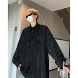 Nukty Corduroy Printed Work Shirts Men's Single Breasted Casual Jacket Coats Men Korean Fashion Cityboy Long-sleeve Simple Shirt