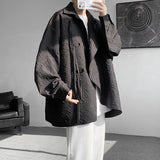 Nukty Men's Luxury Chic Texture Shirt Vintage Casual Drapped Solid Color Button-down Long Sleeve Shirts for Men All-match Clothing