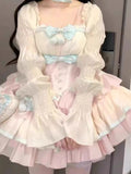 Nukty DRESS TO IMPRESS Autumn Lolita Kawaii Bow Dress Women Japanese Sweet Princess Dress Female Korean Fashion Print Cute Party Mini Dress New