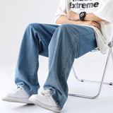 Nukty M-5XL Teenage Jeans Appear Slim and Loose Fitting Casual and Versatile Sportswear Pants Straight Leg Trendy Jeans