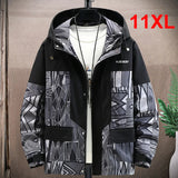 Nukty Plus Size 10XL 11XL Jacket Men Hip Hop Streetwear Patchwork Jacket Coat Male Hooded Jackets Big Size 10XL 11XL